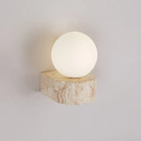 Arandela de Parede em Pedra Travertino e Vidro Fosco G9 Bivolt Wabi-Sabi Bidirecional para Sala e Quarto