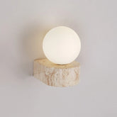 Arandela de Parede em Pedra Travertino e Vidro Fosco G9 Bivolt Wabi-Sabi Bidirecional para Sala e Quarto
