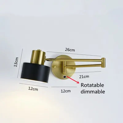 Arandela de Parede Articulada em Metal Bivolt para Cabeceira de Quarto e Leitura