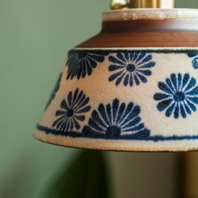 Pendente de Teto em Cerâmica Artesanal Azul e Branco E27 Bivolt Estilo Chinês Retrô para Sala de Jantar e Quarto