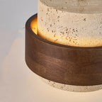 Plafon de Teto em Travertino Natural e Madeira E27 Bivolt Arquitetônico para Sala e Quarto