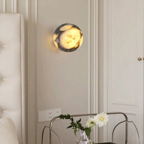 Arandela de Parede Globo em Mármore Natural Preto G9 5W Bivolt para Quarto e Sala