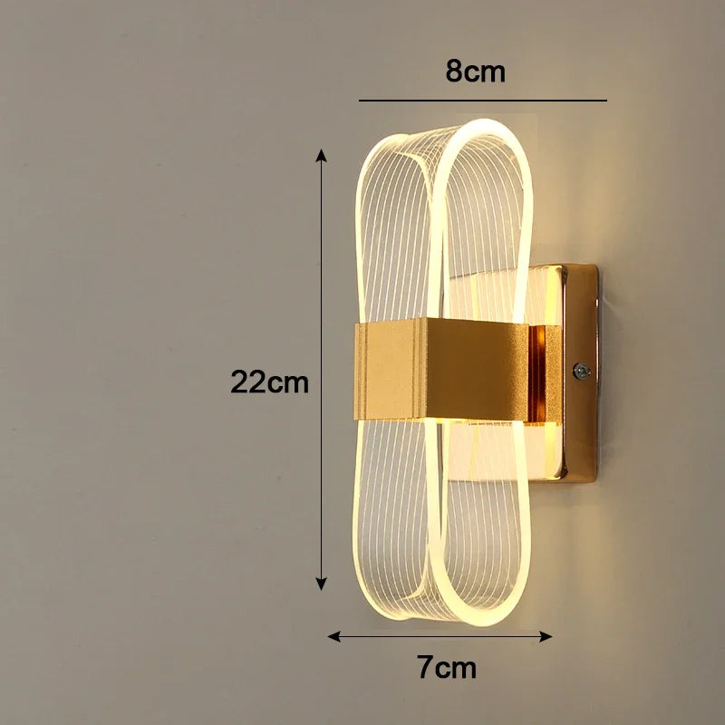 Arandela de Parede em Ferro e Acrílico Dourado LED Integrado Bidirecional 220V para Sala e Quarto