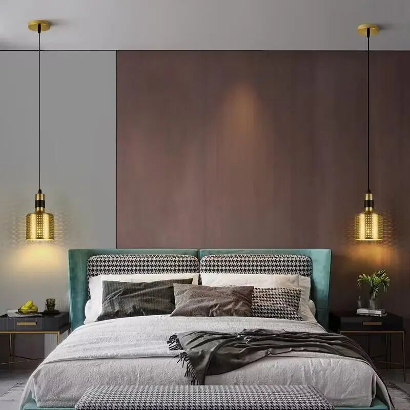 Pendente de Teto em Metal E27 Bivolt Estilo Industrial Nórdico para Cabeceira de Quarto