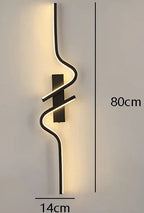 Arandela de Parede Linear Curva em Alumínio LED Integrado Dimerizável Bivolt 60cm ou 80cm para Sala e Quarto