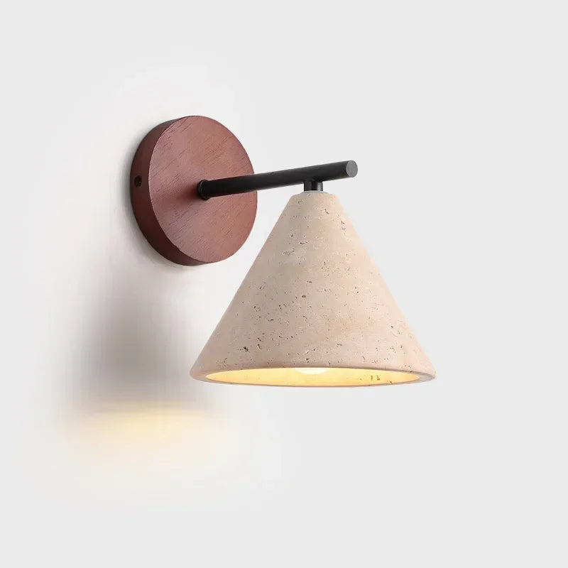 Arandela de Parede em Pedra Travertino Natural E27 Bivolt LED Luz Quente para Sala e Quarto