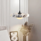 Pendente de Teto em Pedra Mármore Natural LED 12W Bivolt Formato Disco para Quarto e Sala de Jantar
