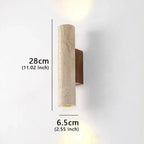 Arandela de Parede Tubular em Pedra Travertino e Madeira G9 Bivolt Wabi-Sabi Bidirecional para Quarto e Sala