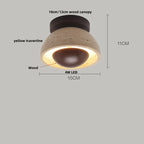 Plafon de Teto em Travertino Natural e Madeira E27 Bivolt Arquitetônico para Sala e Quarto