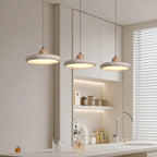 Pendente de Teto em Pedra Travertino Natural e Madeira LED Luz Quente Bivolt para Sala de Jantar e Quarto