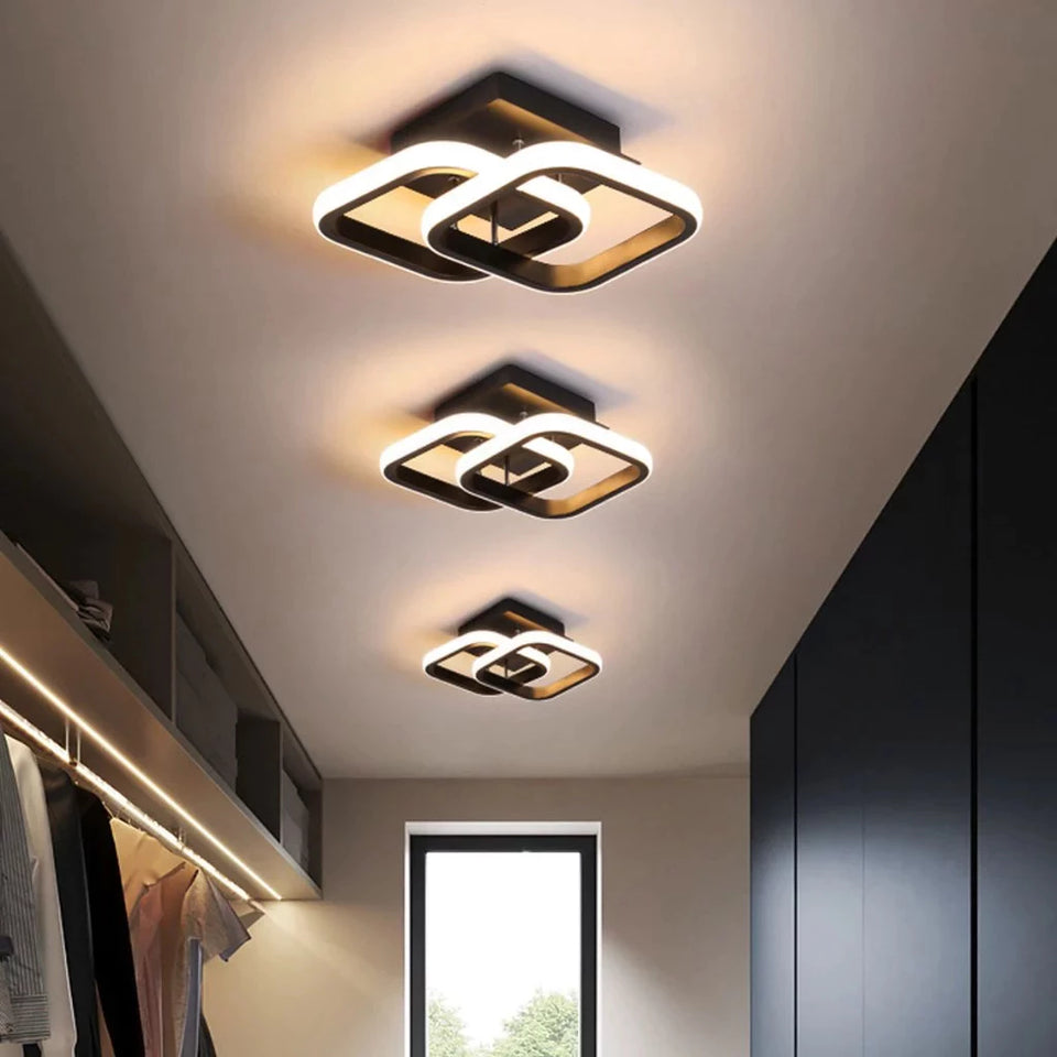 Luminária de Teto Geométrica LED Integrado Tricolor Bivolt em Ferro e Alumínio para Sala e Escritório