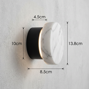 Arandela de Parede Circular em Mármore Natural e Cobre LED Bivolt Nórdica para Quarto e Sala
