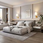 Arandela de Parede Recarregável em Metal com Cúpula de Tecido LED RGB Dimerizável com Controle Remoto para Quarto e Sala