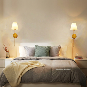 Arandela de Parede Recarregável em Metal com Cúpula de Tecido E27 LED RGB Dimerizável Bivolt 72h para Quarto e Sala