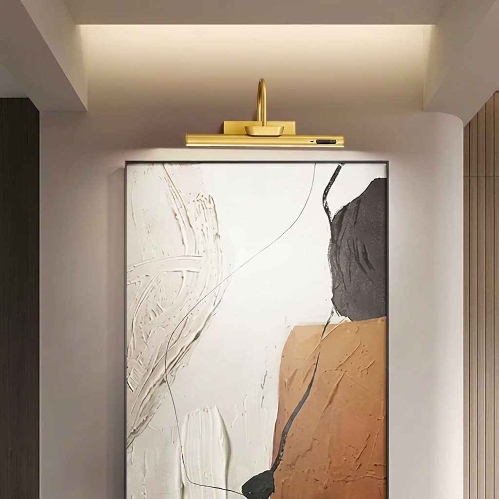 Luminária de Quadro e Espelho Recarregável em Alumínio LED Tricolor Dimerizável USB-C com Controle Remoto para Sala e Quarto