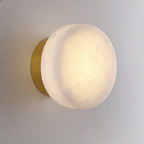 Arandela de Parede Circular em Mármore Natural e Cobre LED Bivolt Nórdica para Quarto e Sala