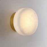 Arandela de Parede Circular em Mármore Natural e Cobre LED Bivolt Nórdica para Quarto e Sala