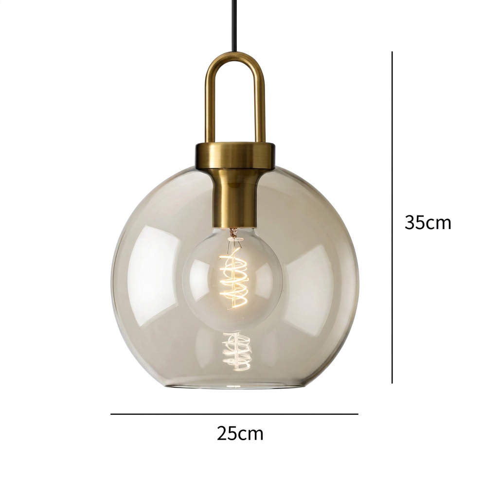 Pendente de Teto em Vidro e Metal E27 Bivolt Estilo Loft Industrial para Sala e Cozinha