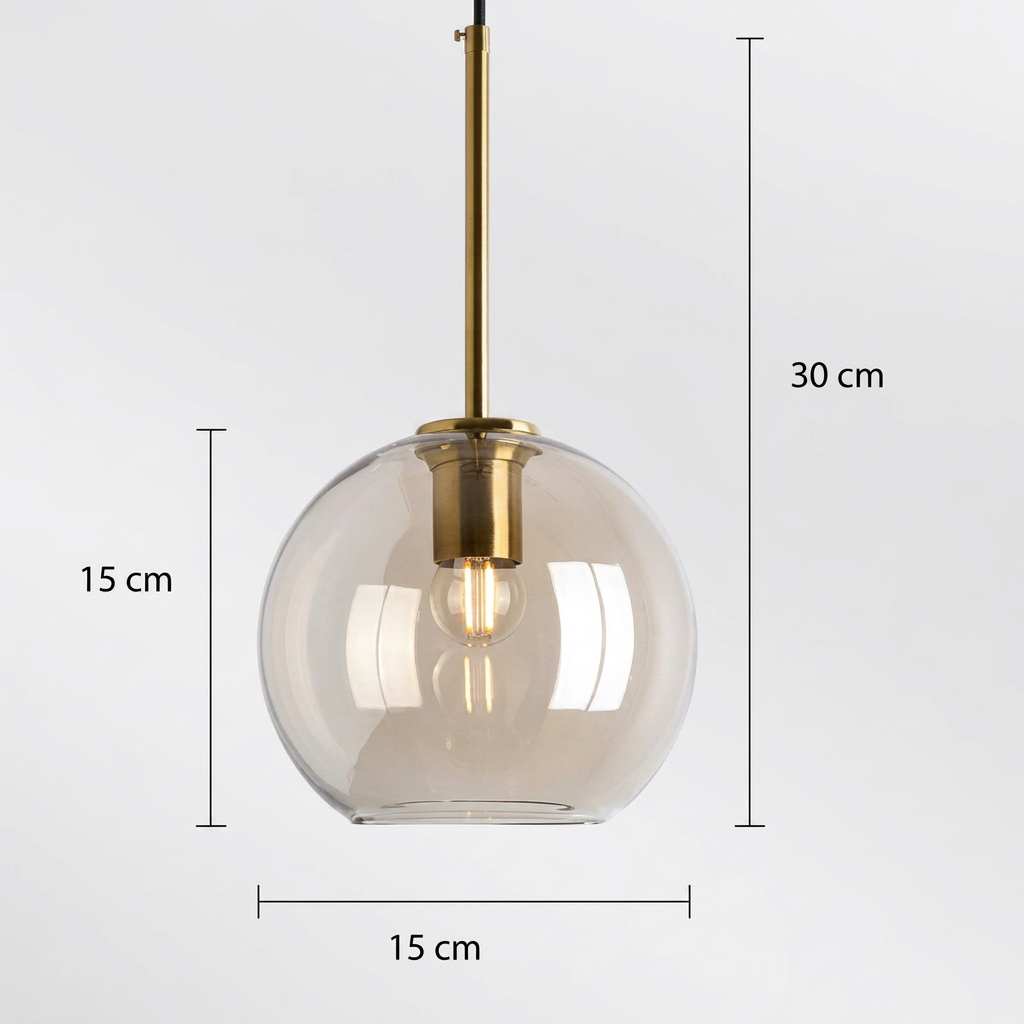 Pendente de Teto em Vidro e Metal E27 Bivolt Estilo Loft Industrial para Sala e Cozinha