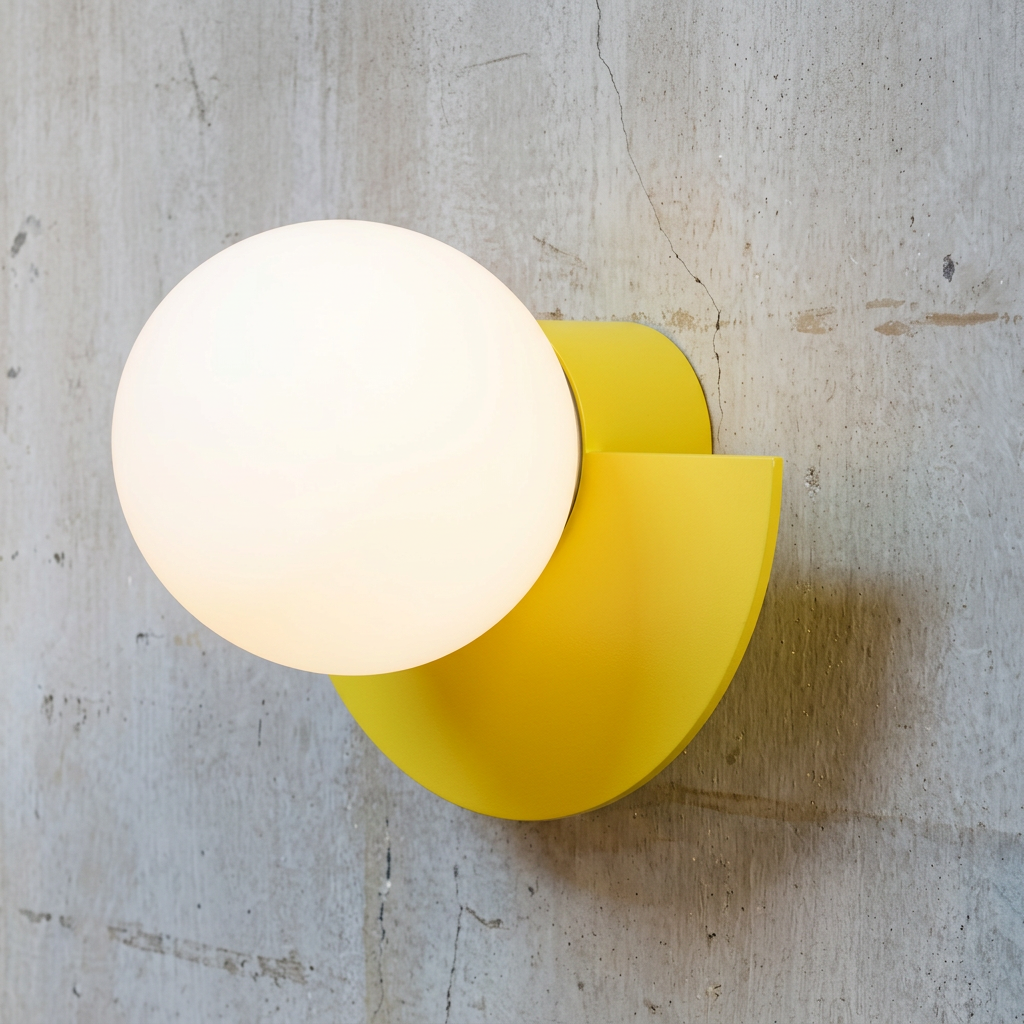 Arandela de Parede Semicircular em Metal com Globo G9 Bivolt Colorida para Quarto e Sala