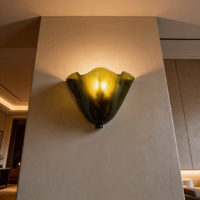 Arandela de Parede em Vidro Colorido Formato Flor E14 Bivolt Estilo Retrô Francês para Quarto e Sala