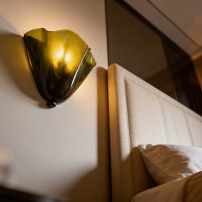Arandela de Parede em Vidro Colorido Formato Flor E14 Bivolt Estilo Retrô Francês para Quarto e Sala