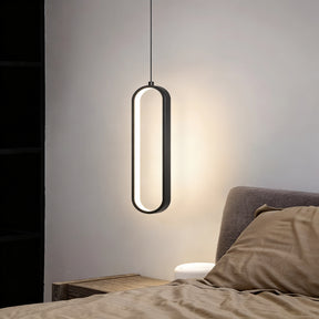 Pendente de Teto Oval em Ferro LED Integrado 16W–36W Bivolt Minimalista para Quarto e Sala de Jantar