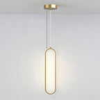 Pendente de Teto Oval em Ferro LED Integrado 16W–36W Bivolt Minimalista para Quarto e Sala de Jantar