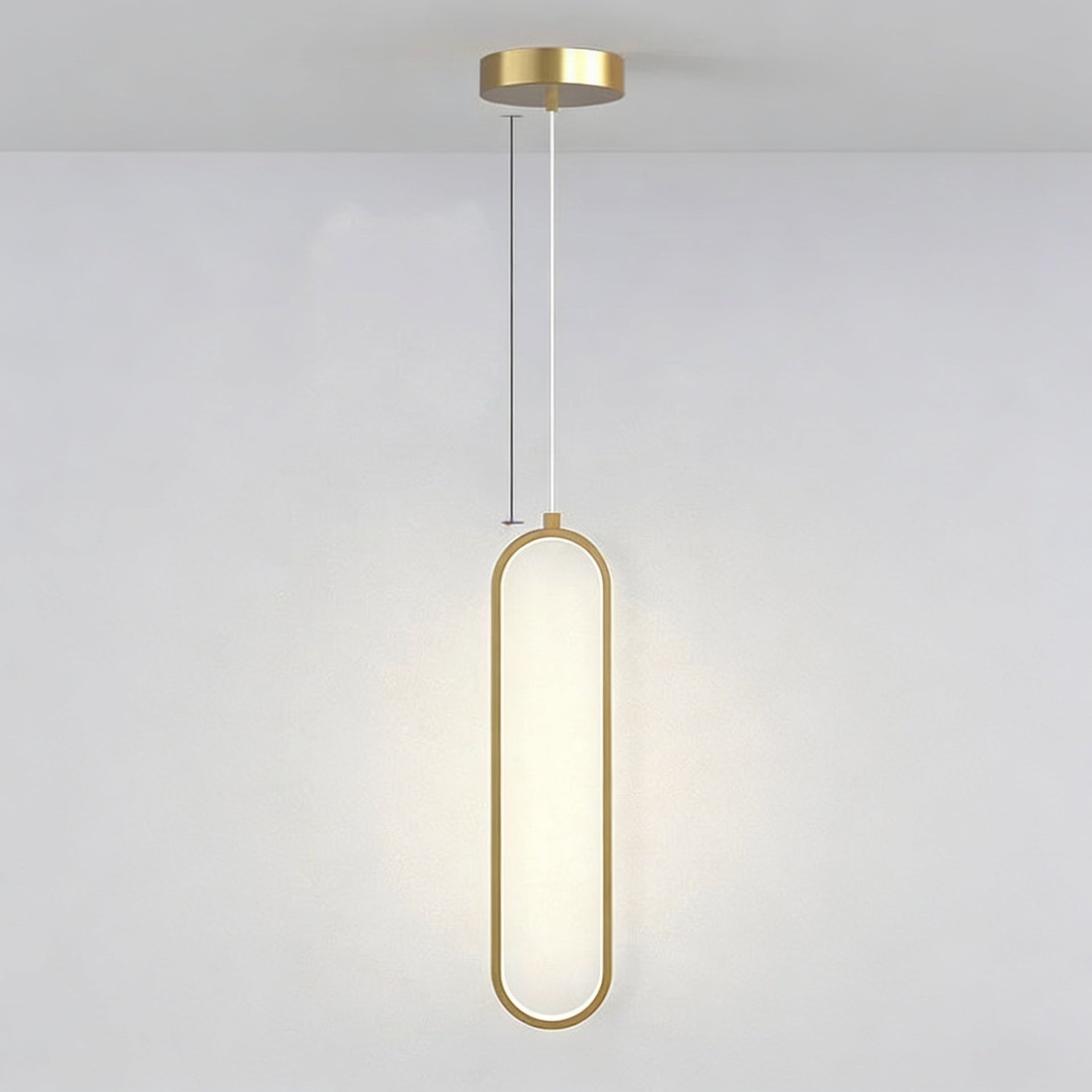 Pendente de Teto Oval em Ferro LED Integrado 16W–36W Bivolt Minimalista para Quarto e Sala de Jantar