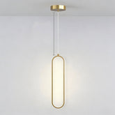 Pendente de Teto Oval em Ferro LED Integrado 16W–36W Bivolt Minimalista para Quarto e Sala de Jantar