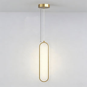 Pendente de Teto Oval em Ferro LED Integrado 16W–36W Bivolt Minimalista para Quarto e Sala de Jantar