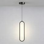 Pendente de Teto Oval em Ferro LED Integrado 16W–36W Bivolt Minimalista para Quarto e Sala de Jantar