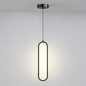Pendente de Teto Oval em Ferro LED Integrado 16W–36W Bivolt Minimalista para Quarto e Sala de Jantar