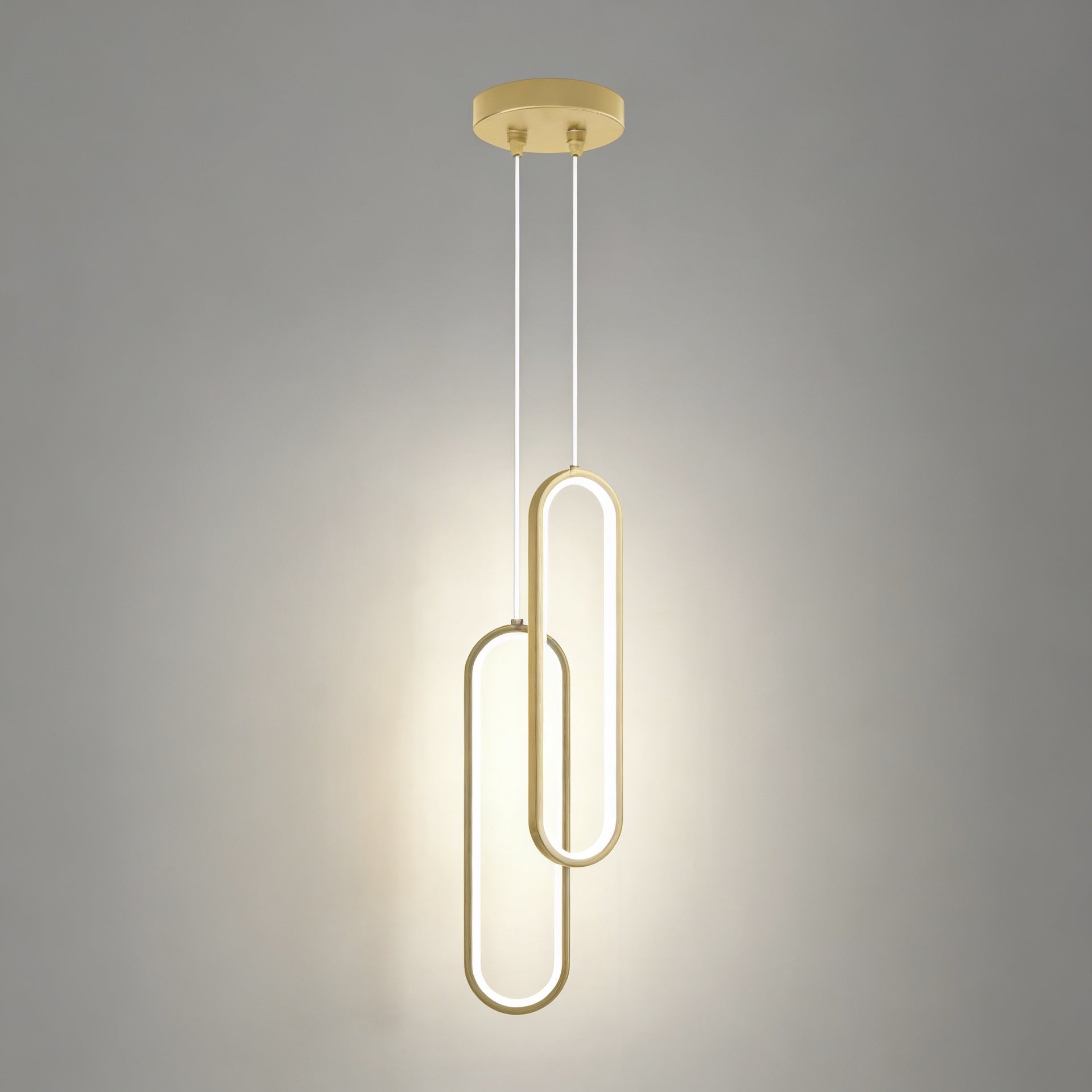 Pendente de Teto Oval em Ferro LED Integrado 16W–36W Bivolt Minimalista para Quarto e Sala de Jantar