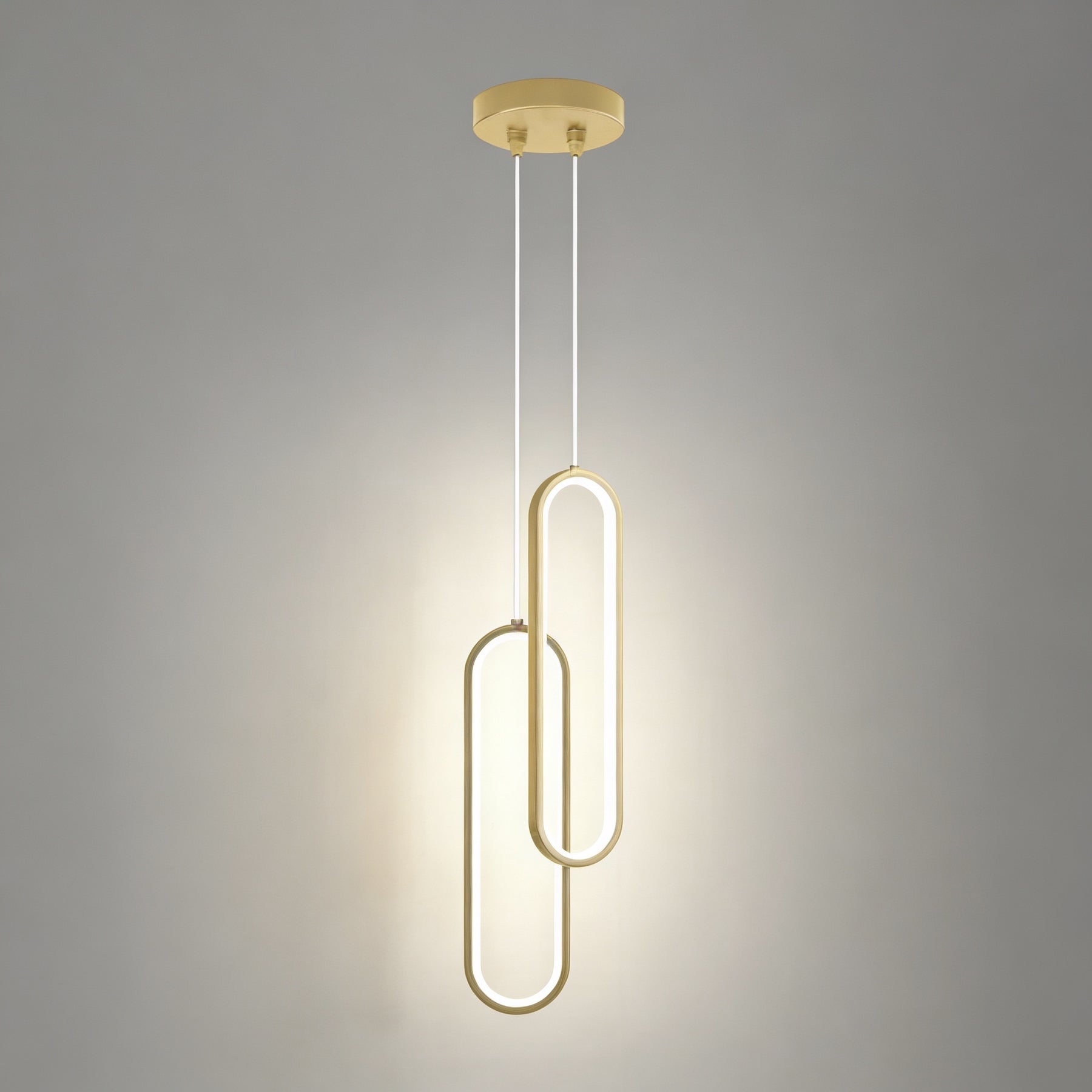 Pendente de Teto Oval em Ferro LED Integrado 16W–36W Bivolt Minimalista para Quarto e Sala de Jantar