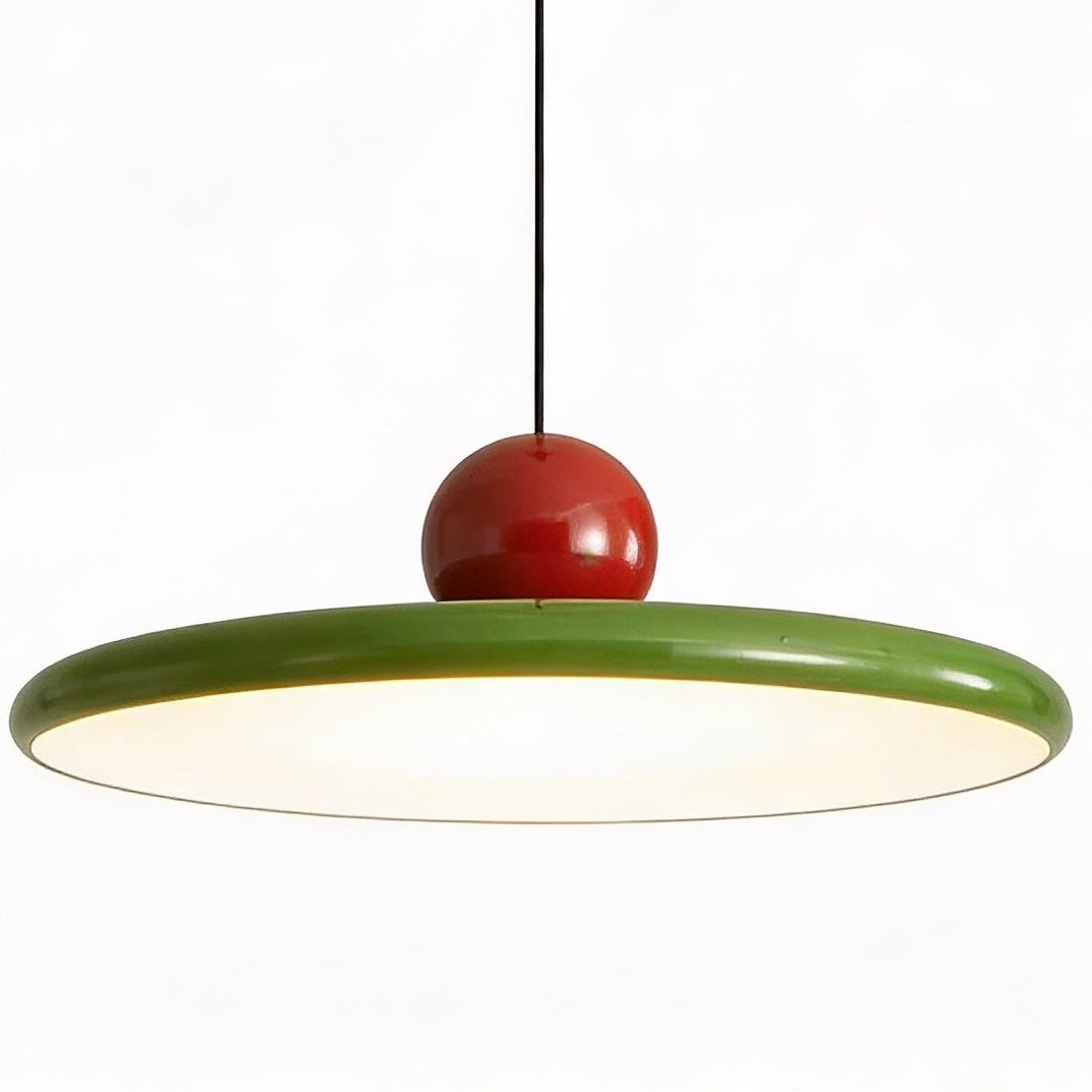 Pendente de Teto em Metal com Disco e Esfera LED Integrado Bivolt Estilo Europeu para Sala de Jantar e Quarto
