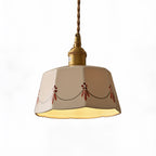 Pendente de Teto em Cerâmica Artesanal Pintada à Mão E27 Bivolt Estilo Retrô Francês para Sala de Jantar e Quarto