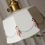 Pendente de Teto em Cerâmica Artesanal Pintada à Mão E27 Bivolt Estilo Retrô Francês para Sala de Jantar e Quarto