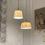 Pendente de Teto em Cerâmica Artesanal Pintada à Mão E27 Bivolt Estilo Retrô Francês para Sala de Jantar e Quarto