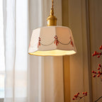 Pendente de Teto em Cerâmica Artesanal Pintada à Mão E27 Bivolt Estilo Retrô Francês para Sala de Jantar e Quarto