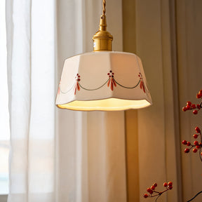 Pendente de Teto em Cerâmica Artesanal Pintada à Mão E27 Bivolt Estilo Retrô Francês para Sala de Jantar e Quarto