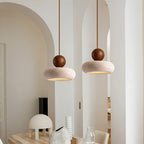 Pendente de Teto em Travertino Natural e Madeira G9 Bivolt Estilo Vintage para Quarto e Restaurante