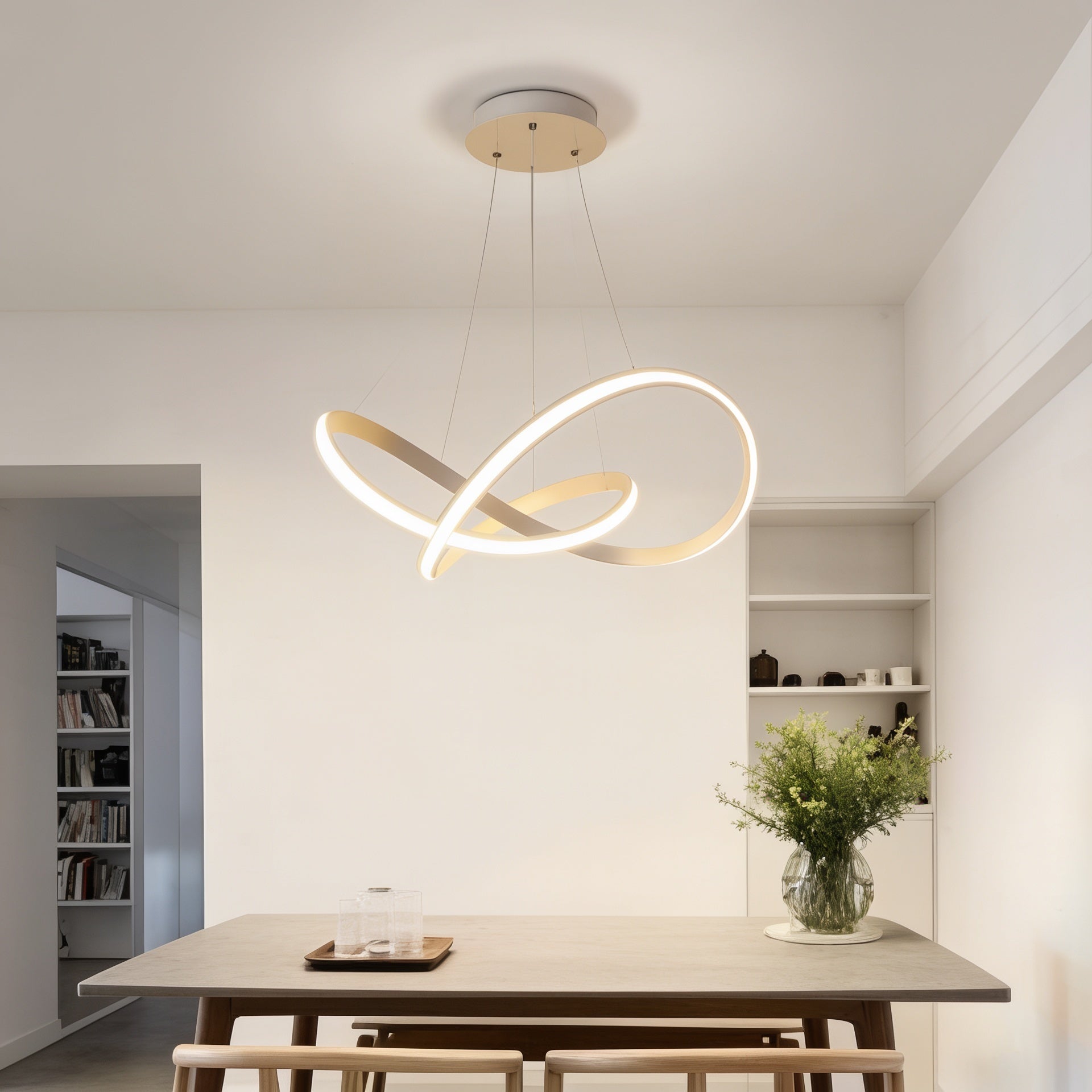 Lustre Suspenso em Alumínio LED 16W 3000K Design Orgânico Bivolt para Sala de Jantar e Quarto