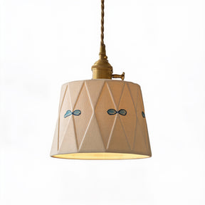 Pendente de Teto em Cerâmica Artesanal Pintada à Mão E27 Bivolt Estilo Retrô Francês para Sala de Jantar e Quarto