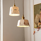 Pendente de Teto em Cerâmica Artesanal Pintada à Mão E27 Bivolt Estilo Retrô Francês para Sala de Jantar e Quarto