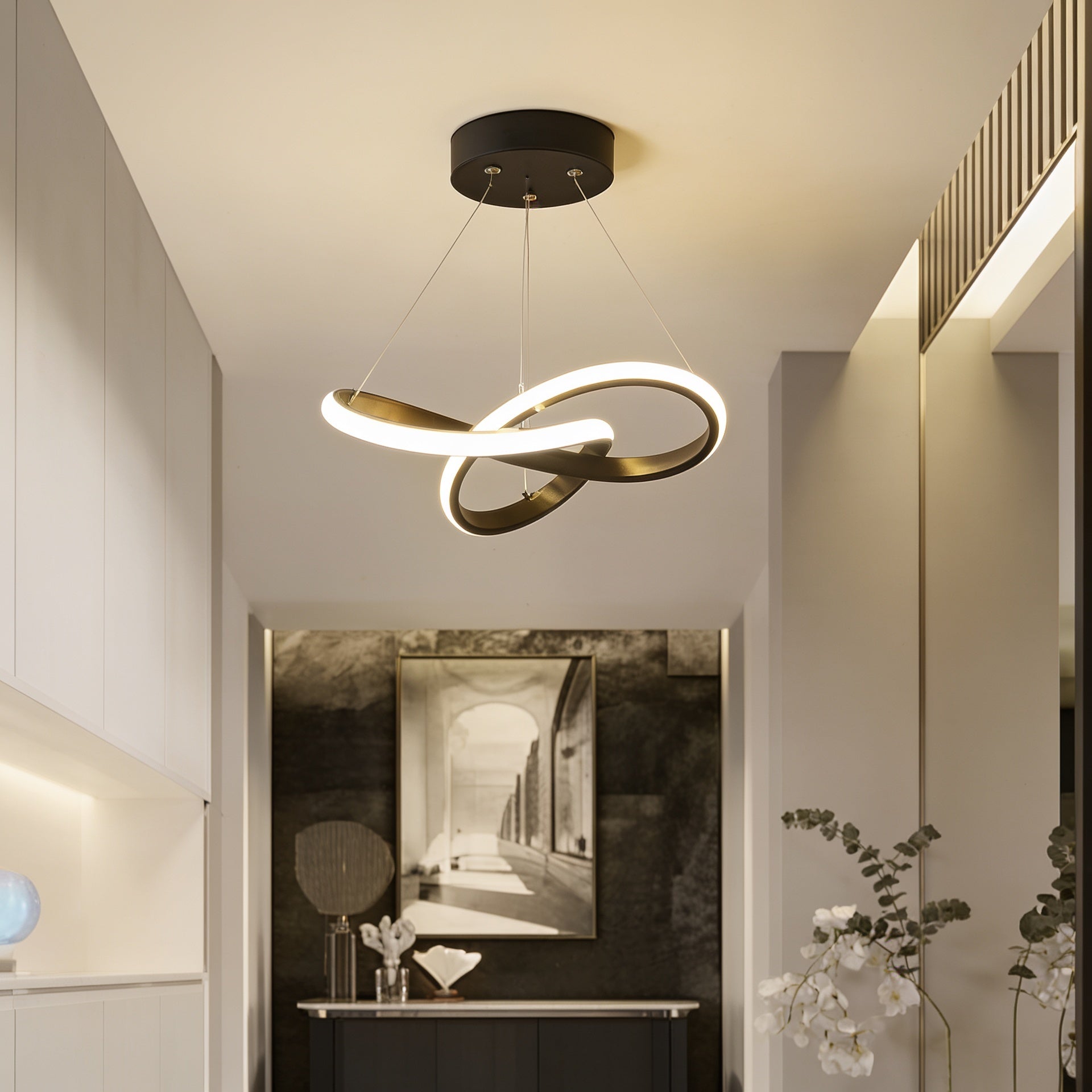 Lustre Suspenso em Alumínio LED 16W 3000K Design Orgânico Bivolt para Sala de Jantar e Quarto