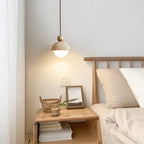 Pendente de Teto em Travertino Natural e Madeira G9 Bivolt Wabi-Sabi para Quarto e Sala