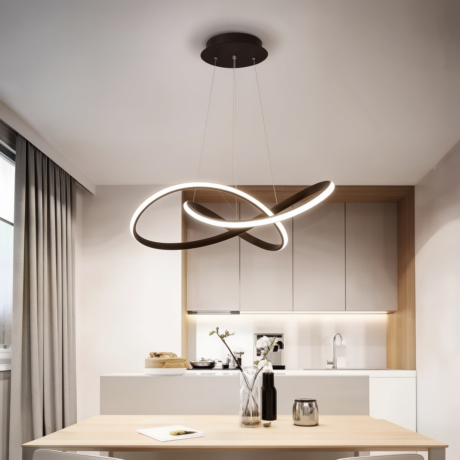 Lustre Suspenso em Alumínio LED 16W 3000K Design Orgânico Bivolt para Sala de Jantar e Quarto