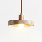 Pendente de Teto em Pedra Natural e Madeira E27 7W Bivolt Estilo Japonês para Sala de Jantar e Quarto