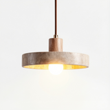 Pendente de Teto em Pedra Natural e Madeira E27 7W Bivolt Estilo Japonês para Sala de Jantar e Quarto